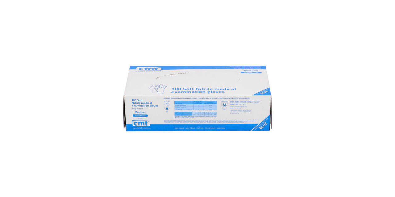 Handschoenen nitrile classic medium disp. à 100 ongepoederd blauw - 1003