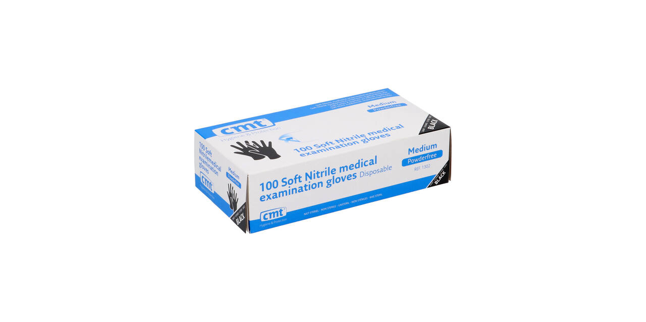 Handschoenen nitrile Soft medium disp. à 100 ongepoederd zwart - 1302