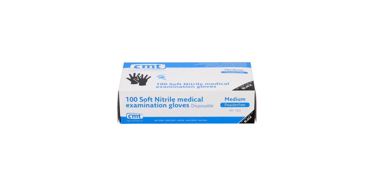Handschoenen nitrile Soft medium disp. à 100 ongepoederd zwart - 1302
