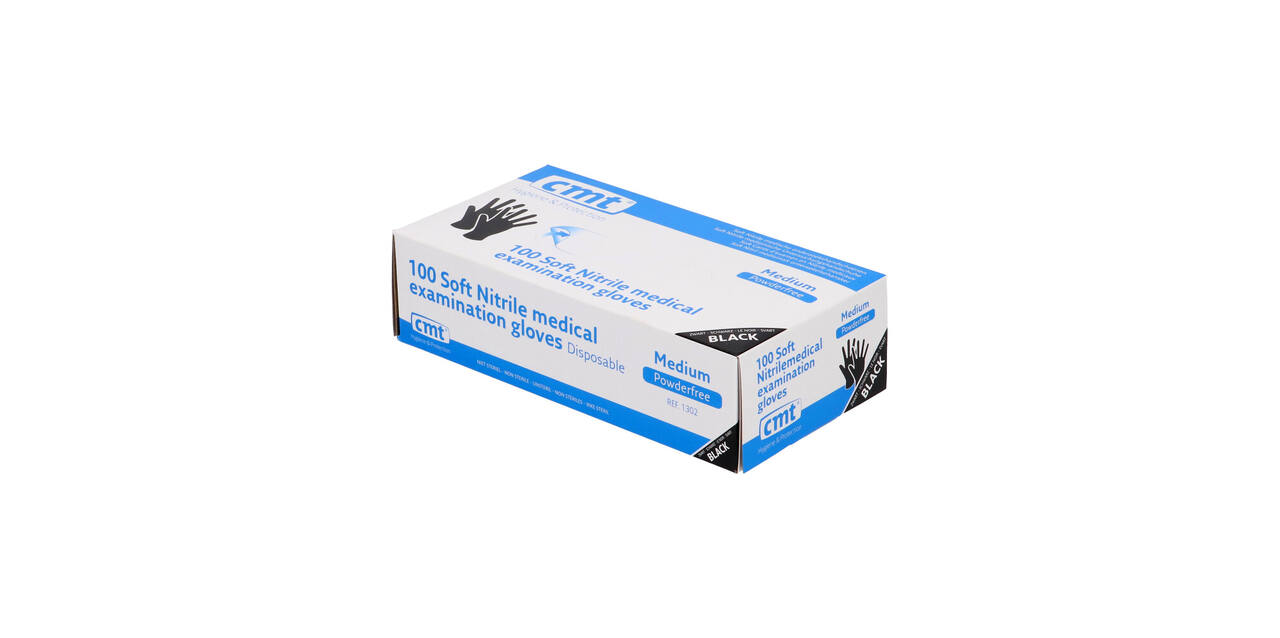 Handschoenen nitrile Soft medium disp. à 100 ongepoederd zwart - 1302