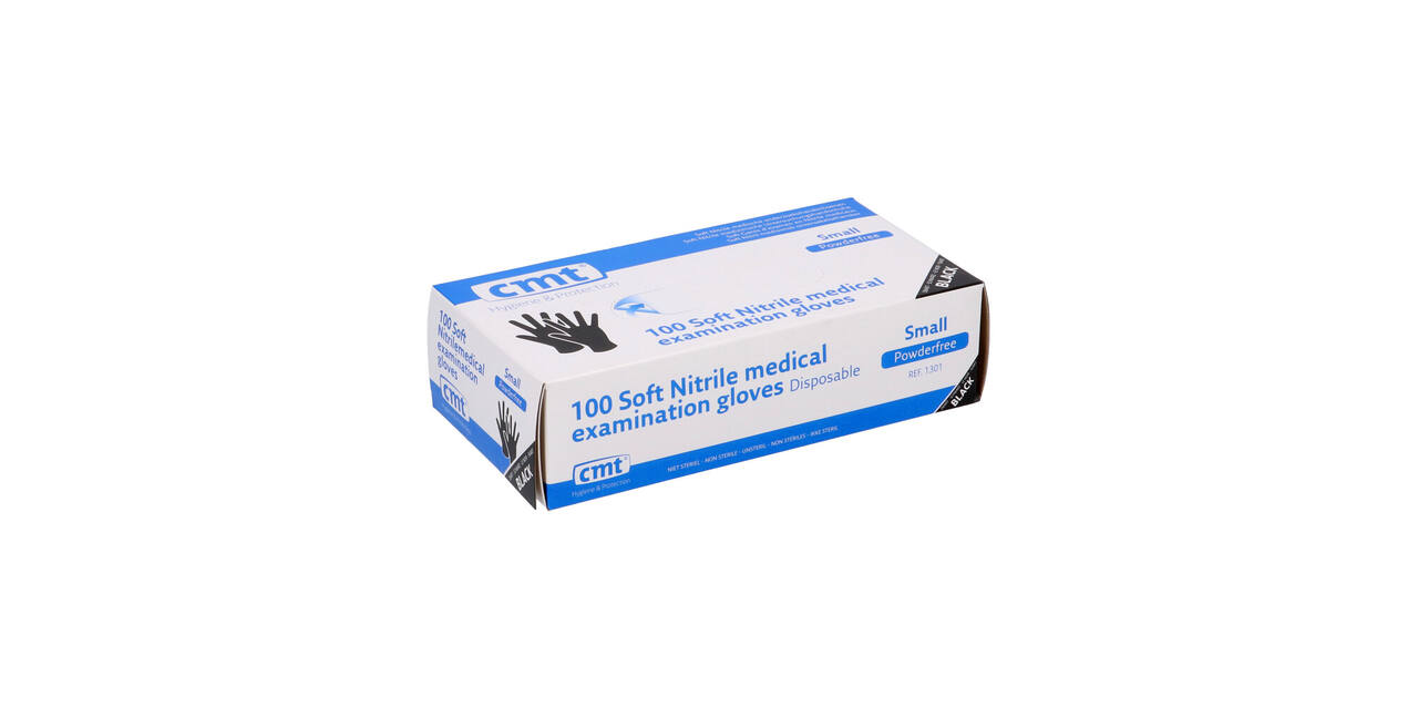 Handschoenen nitrile Soft small disp. à 100 ongepoederd zwart - 1301