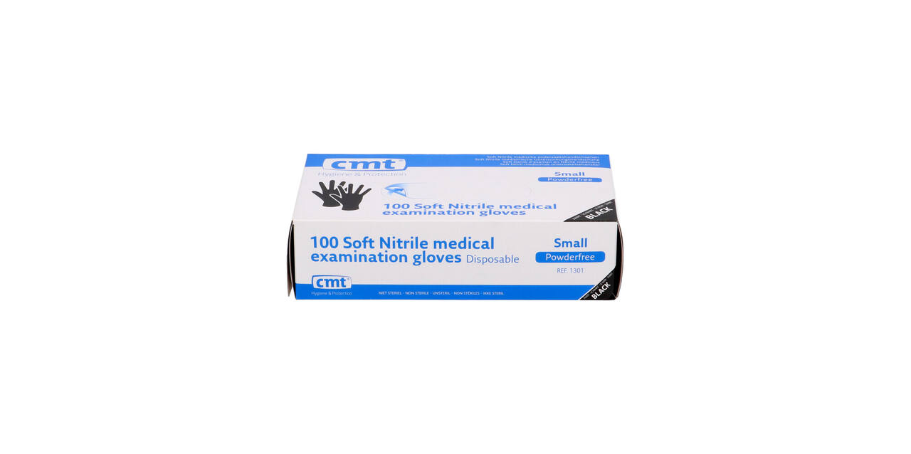 Handschoenen nitrile Soft small disp. à 100 ongepoederd zwart - 1301