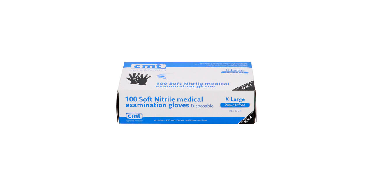 Handschoenen nitrile Soft  X-large disp. à 100 ongepoederd zwart - 1304