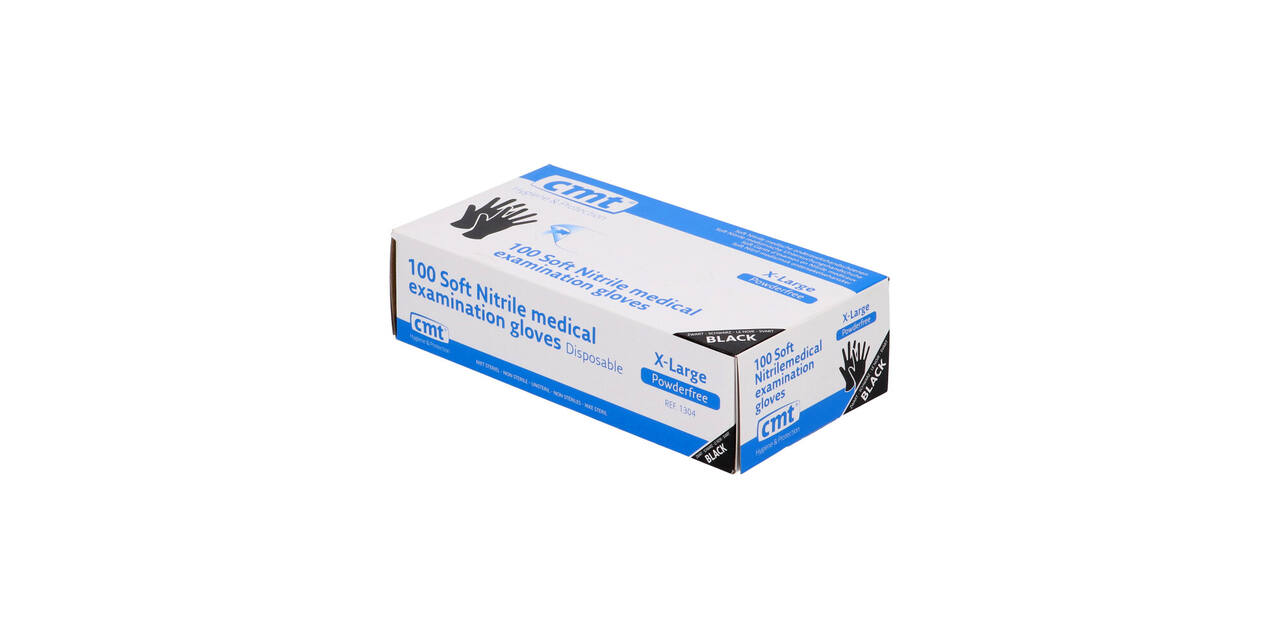 Handschoenen nitrile Soft  X-large disp. à 100 ongepoederd zwart - 1304