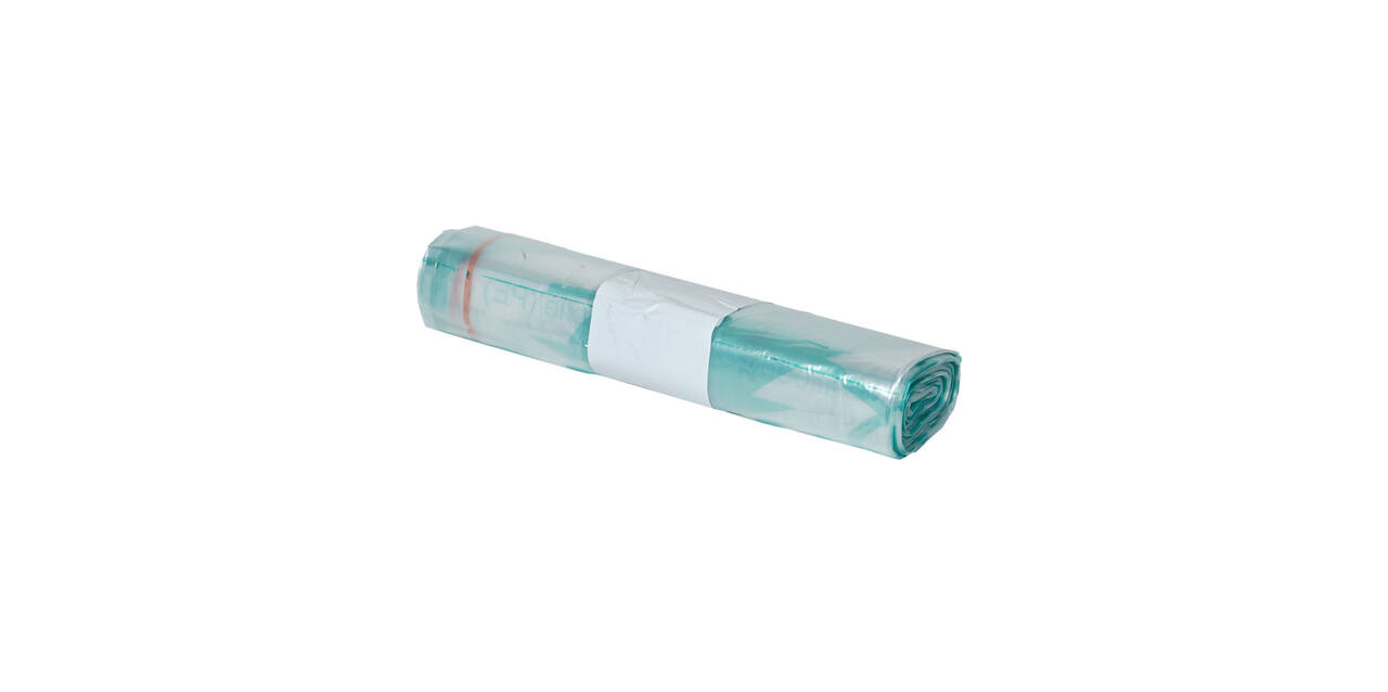 Afvalzak LDPE 70/15 x 193 cm transparant 39 my op rol (á 7 st) geponste - sluitlint