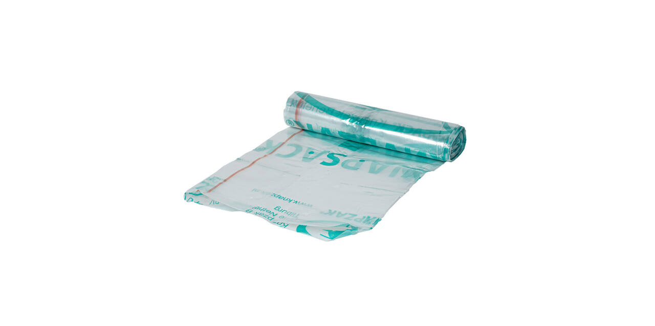 Afvalzak LDPE 70/15 x 193 cm transparant 39 my op rol (á 7 st) geponste - sluitlint