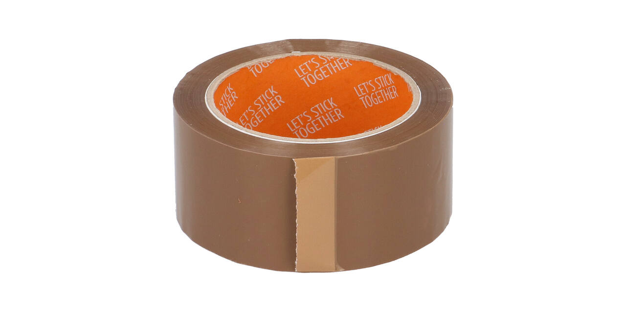 Tape PP 48 mm x 66 mtr bruin 32 my acryl low noise - Let's Stick