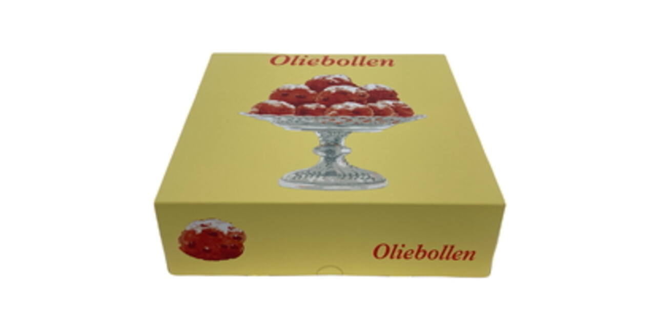 Gebaksdoos 23 x 23 x 7 cm "oliebollen"
