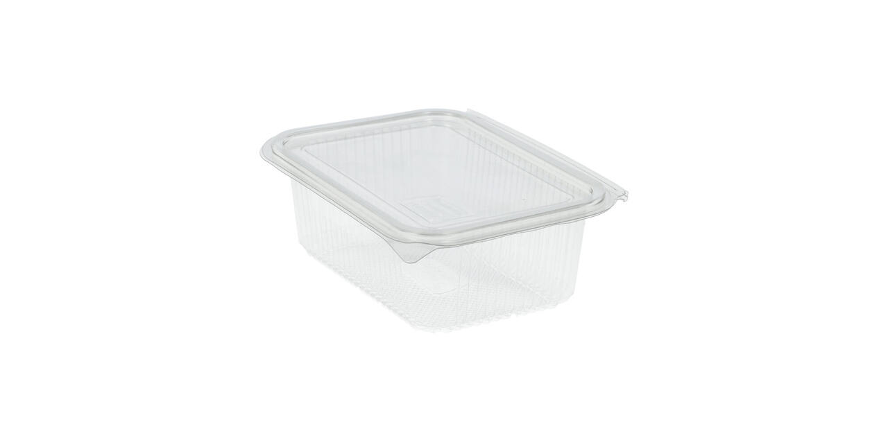 Bak + deksel APET 185 x 135 x60 mm 1000 ml rechthoek cristal cup g