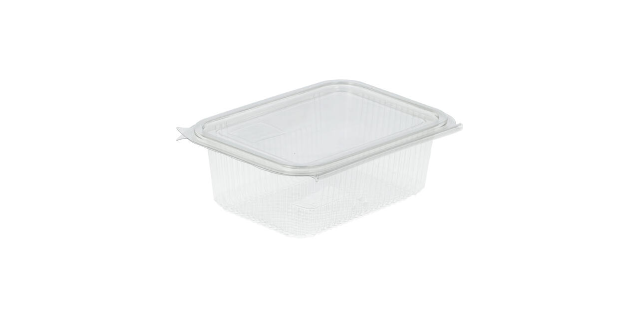 Bak + deksel APET 185 x 135 x60 mm 1000 ml rechthoek cristal cup g