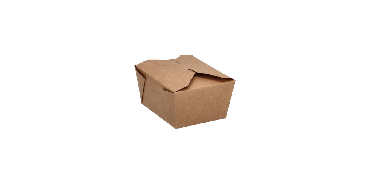 Take away box karton 134 x 105 x 65 mm 750 ml 26oz bruin +PE