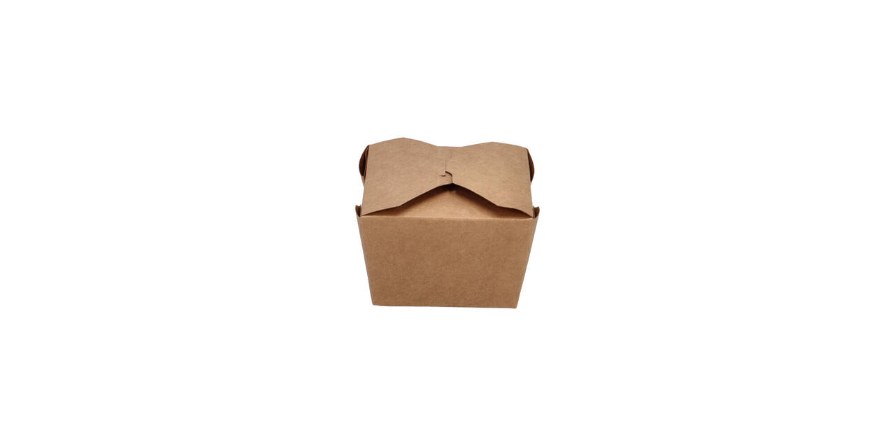 Take away box karton 134 x 105 x 65 mm 750 ml 26oz bruin +PE