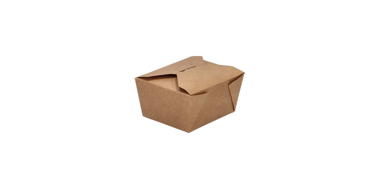 Take away box karton 134 x 105 x 65 mm 750 ml 26oz bruin +PE