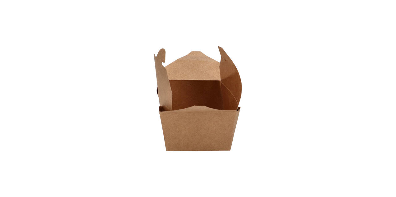 Take away box karton 134 x 105 x 65 mm 750 ml 26oz bruin +PE