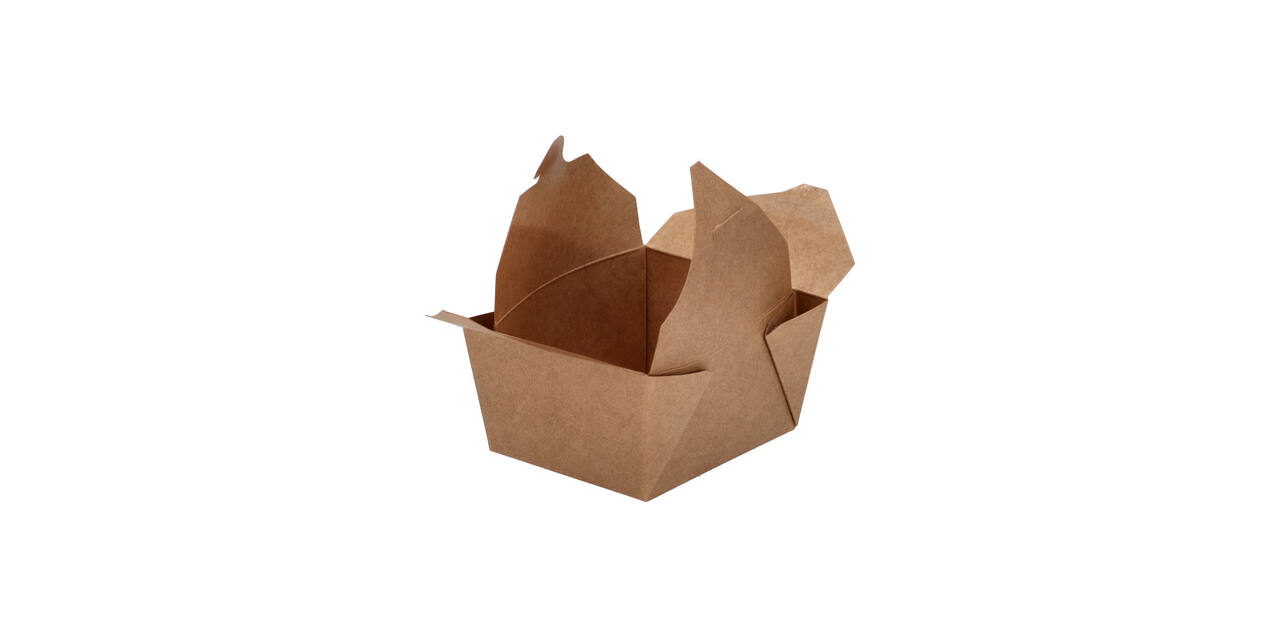 Take away box karton 134 x 105 x 65 mm 750 ml 26oz bruin +PE