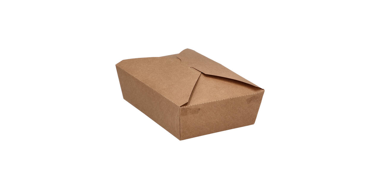 Take away box karton 215 x 160 x 65 mm 2000 ml 66oz bruin +PE