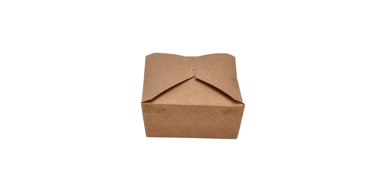 Take away box karton 215 x 160 x 65 mm 2000 ml 66oz bruin +PE