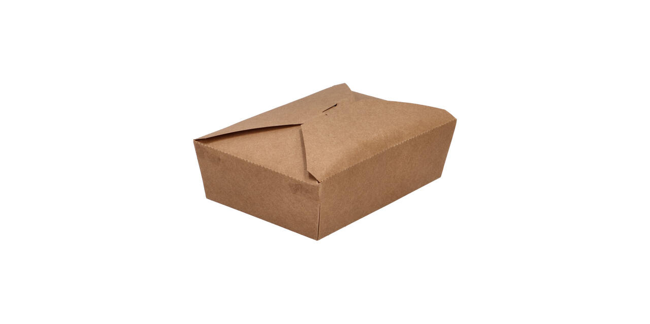 Take away box karton 215 x 160 x 65 mm 2000 ml 66oz bruin +PE