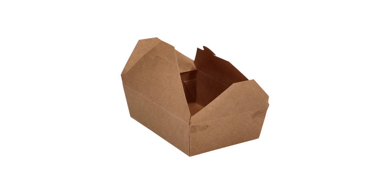 Take away box karton 215 x 160 x 65 mm 2000 ml 66oz bruin +PE