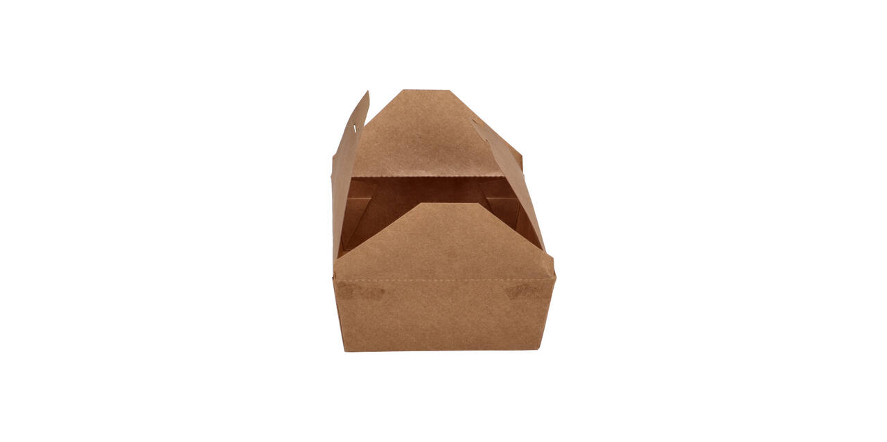 Take away box karton 215 x 160 x 65 mm 2000 ml 66oz bruin +PE