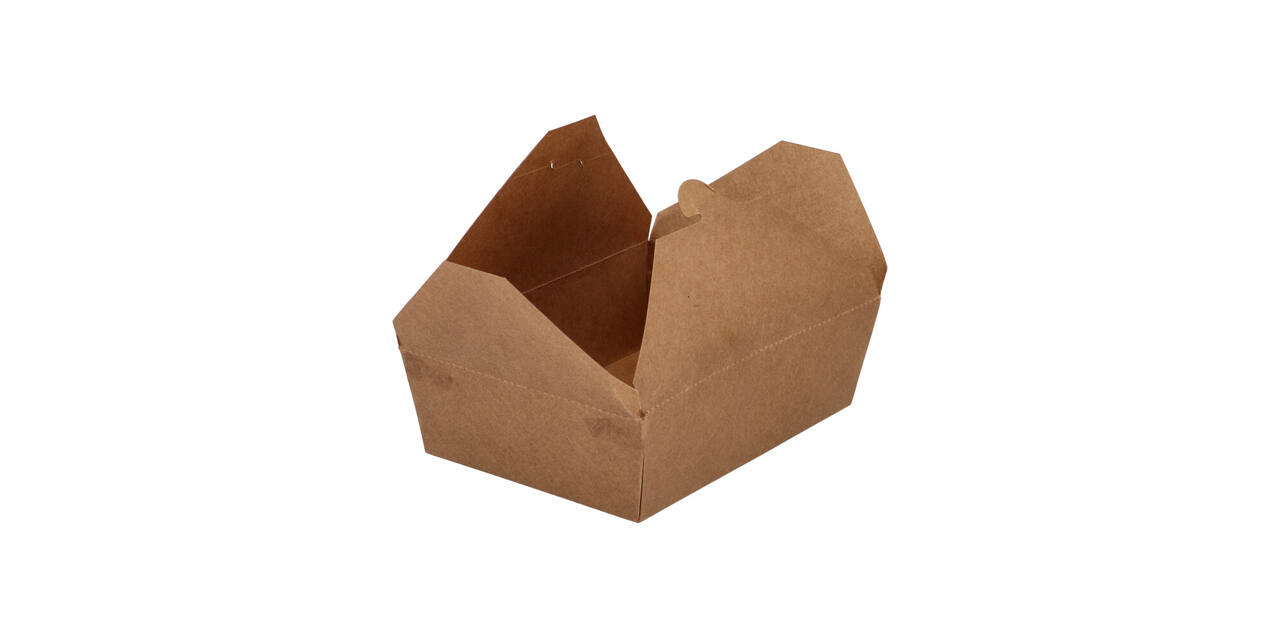 Take away box karton 215 x 160 x 65 mm 2000 ml 66oz bruin +PE