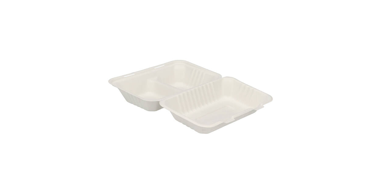 Menubox suikerriet 23 x 15 x 7,5 cm middel 2-vaks