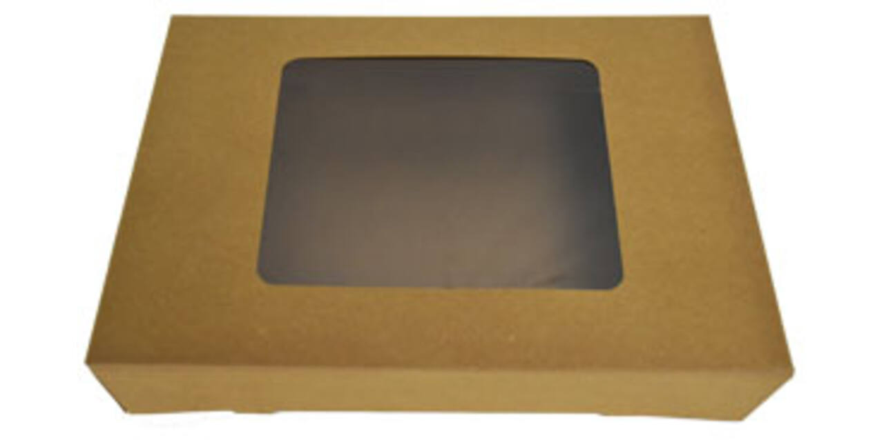 Cateringdoos bruin kraft 36 x 25 x 8 cm met venster