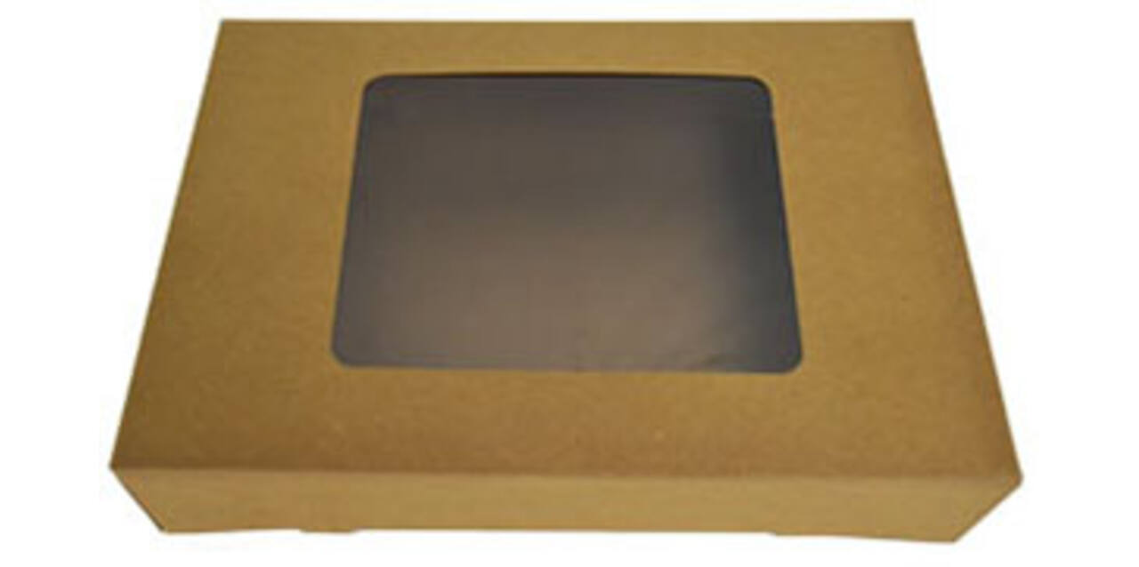 Cateringdoos bruin kraft 46 x 31 x 8 cm met venster