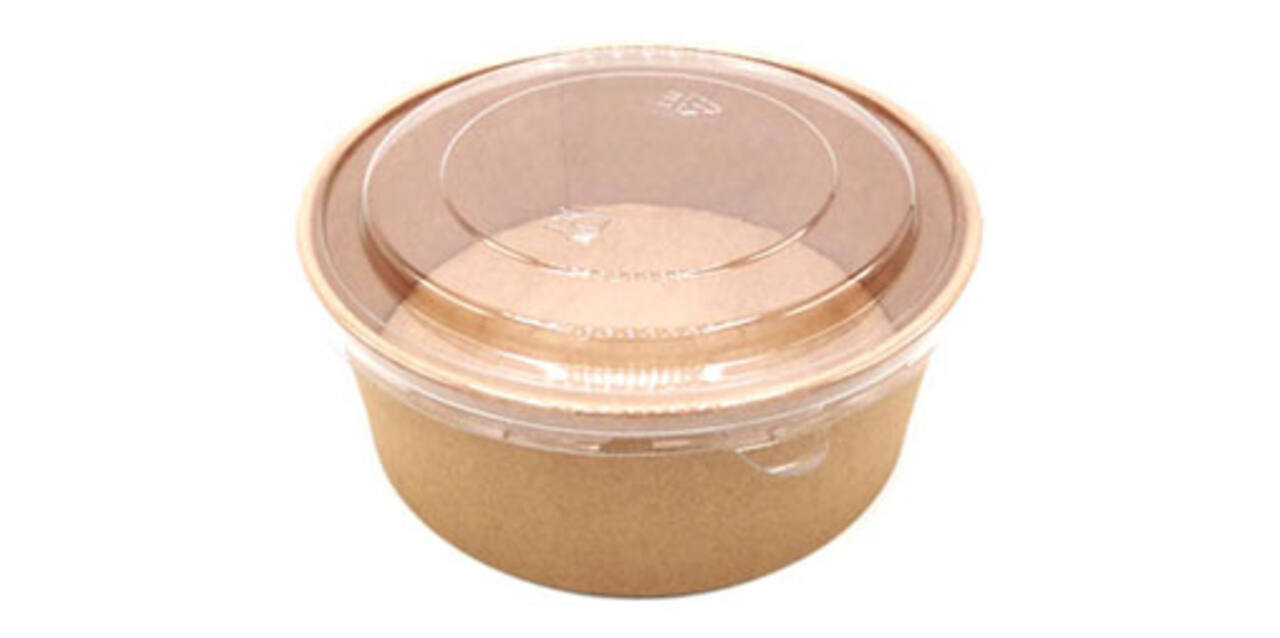 Deksel PET rond ø  184 mm transparant tbv bak bruin kraft 1300 ml Saladebowl