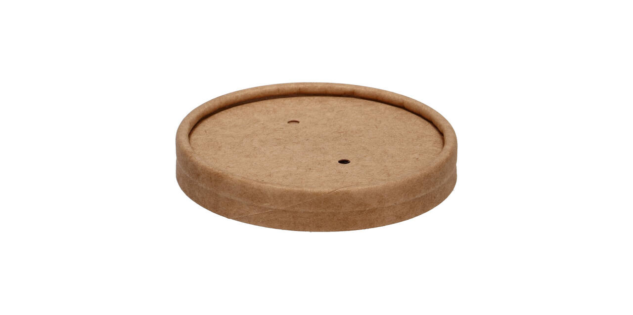 Deksel bruin kraft rond ø 90 mm tbv bak 8-12oz soep