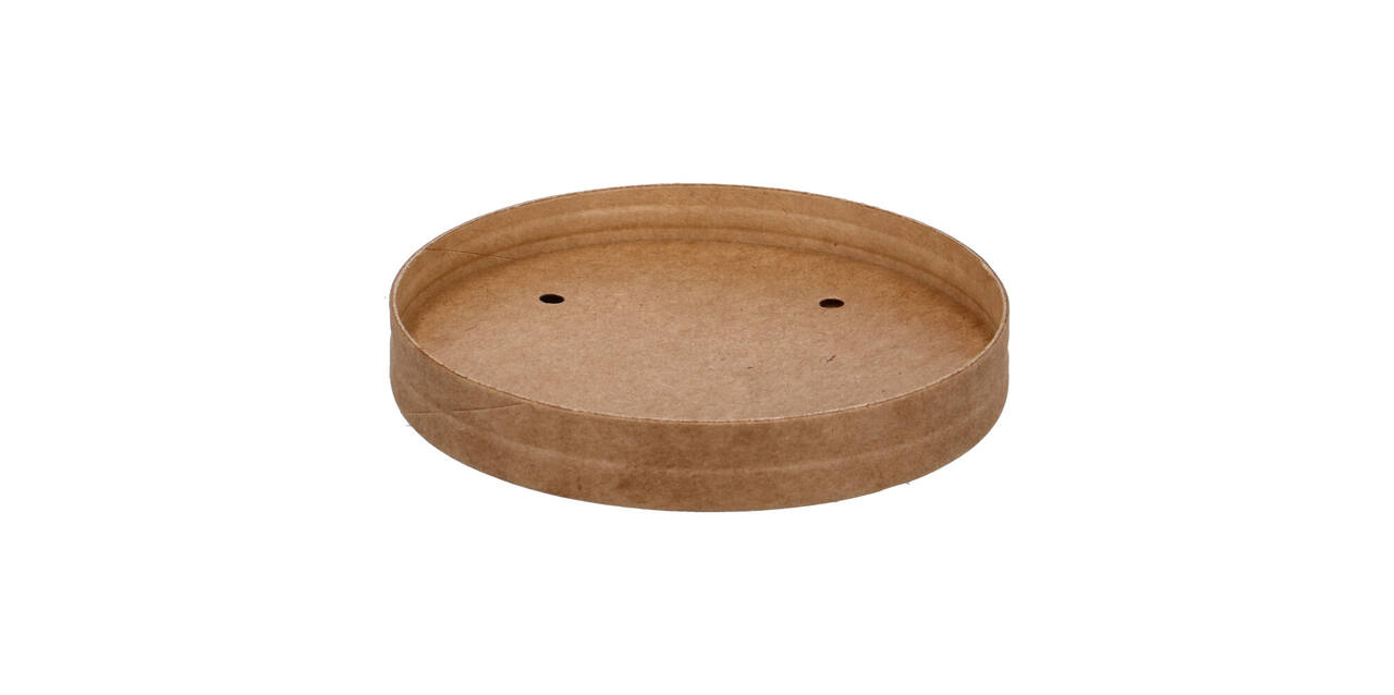 Deksel bruin kraft rond ø 90 mm tbv bak 8-12oz soep