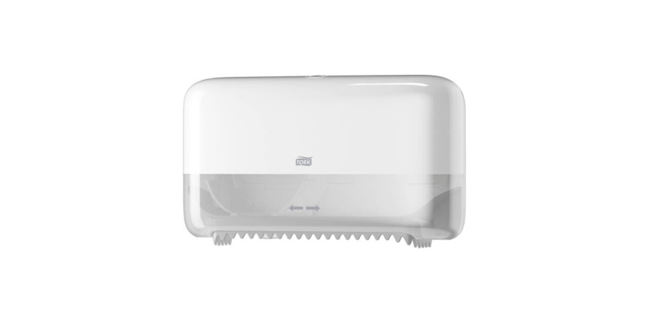 558040 - Toiletpapier dispenser kunststof 36 x 20,7 x 13 cm wit twin mid-size hulsloos TORK