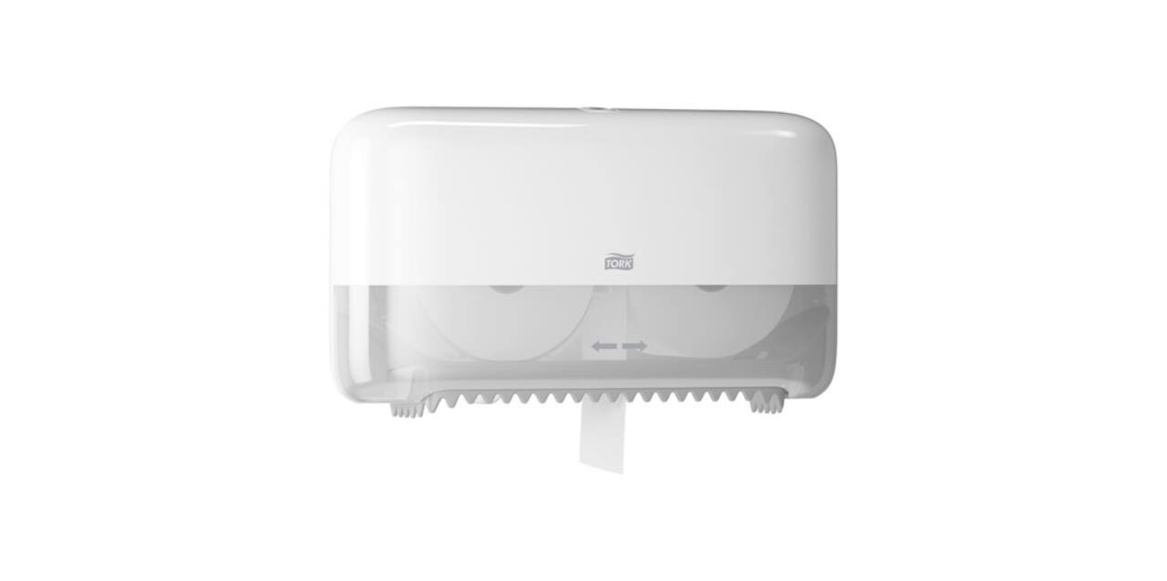 558040 - Toiletpapier dispenser kunststof 36 x 20,7 x 13 cm wit twin mid-size hulsloos TORK