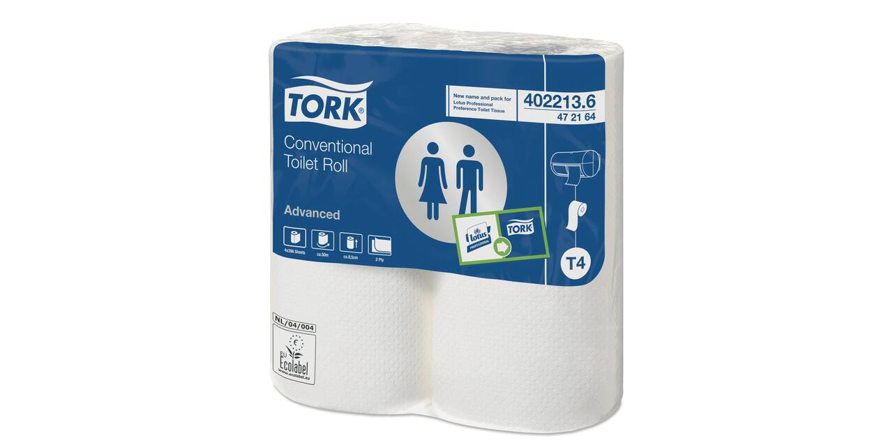 472168 - Toiletpapier papier 47,6 mtr wit 2-laags TORK
