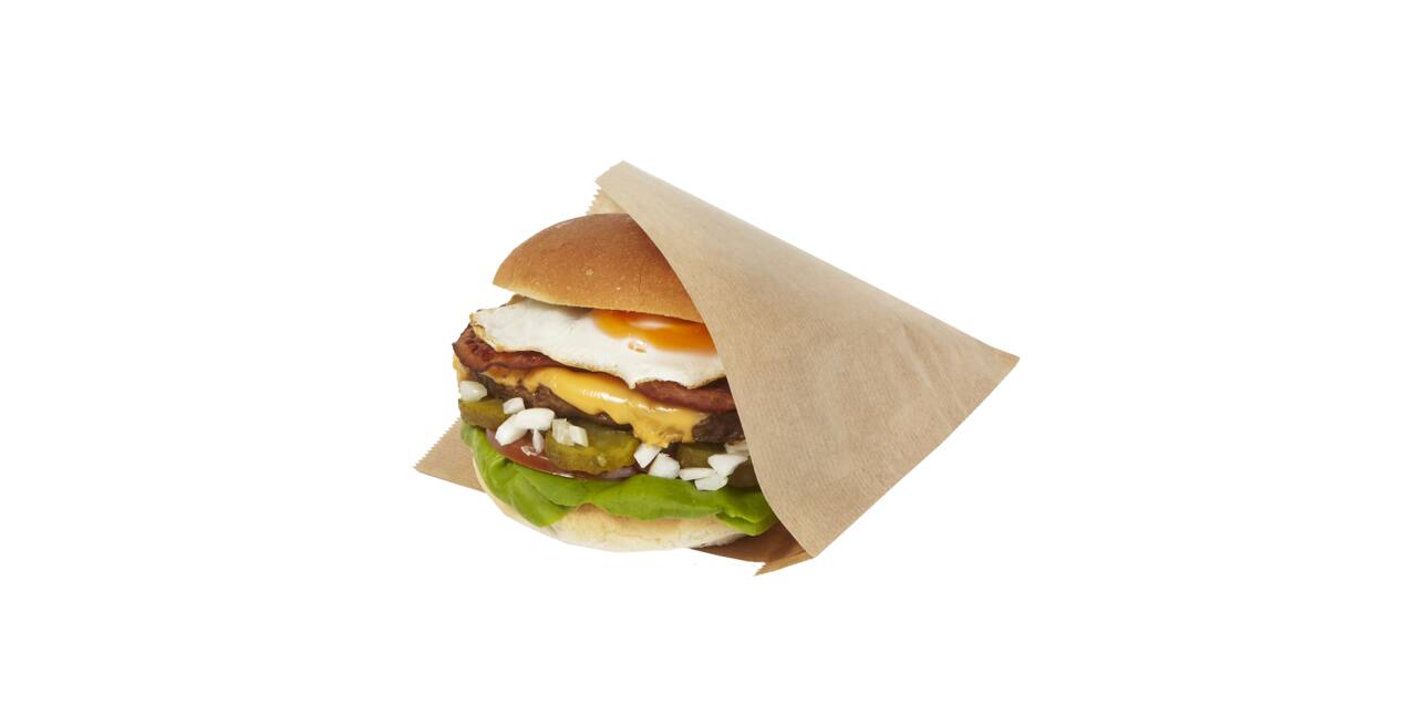 Hamburgerzak 15 x 15 cm 2 zijden open bruin