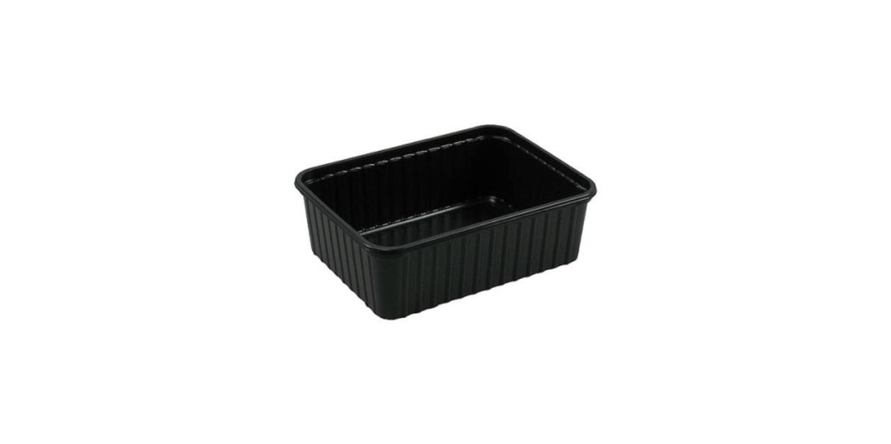 Bak PET 183 x 135 x 35 mm zwart 500 ml rechthoekig