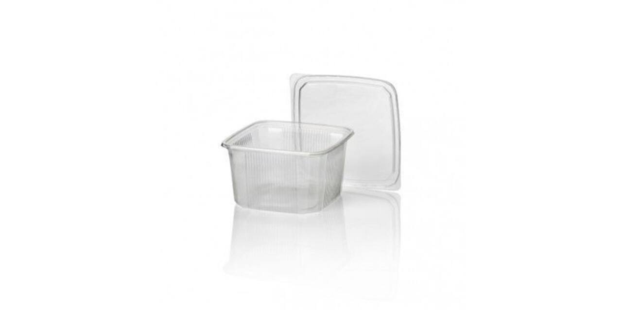 Bak PET 114 x 114 x 58 mm transparant 500 ml vierkant