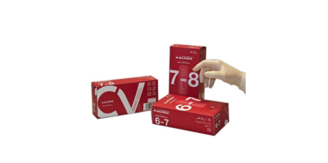 Handschoen vinyl wit M ongepoederd 7-8