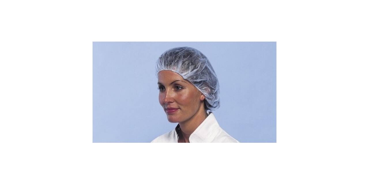 Hoofdmutsen Baret PP non-woven wokkel (clip-cap) 53 cm blauw - 230014