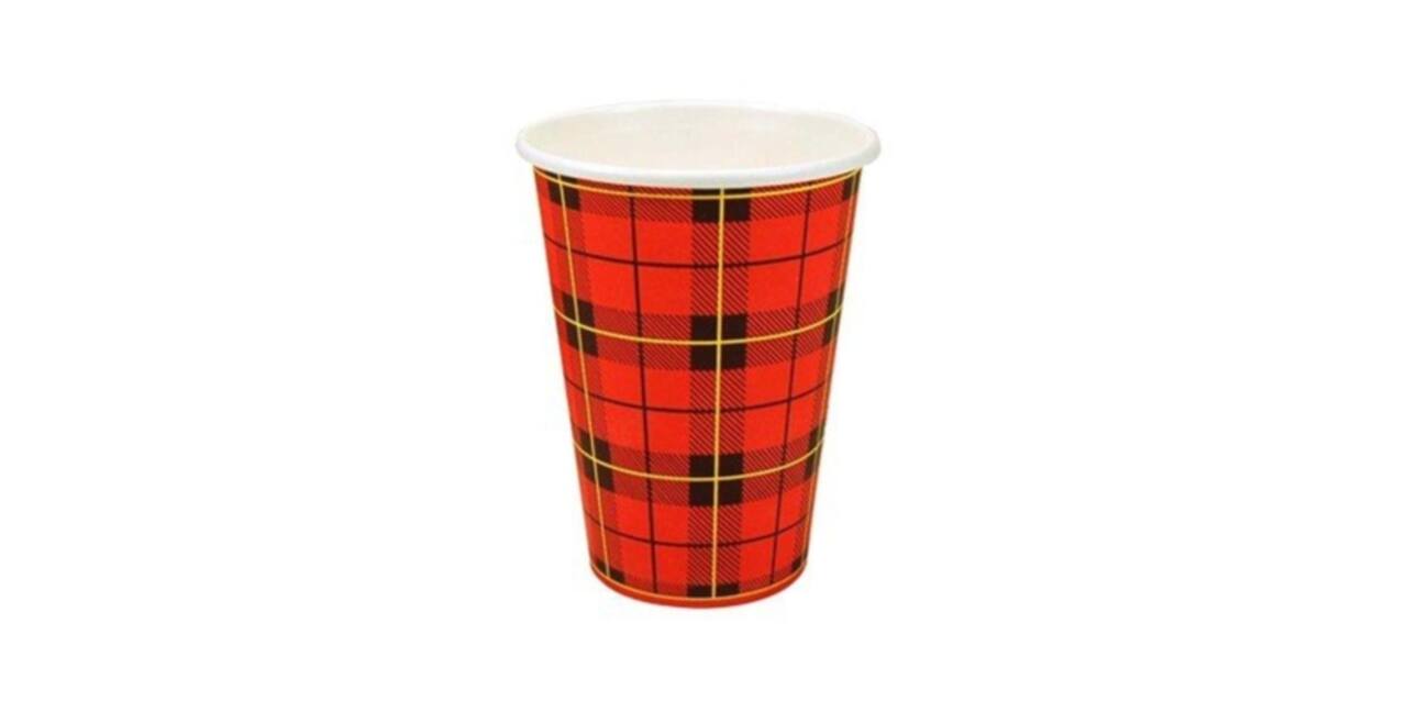 Drinkbeker karton/PE 180 ml 7oz "schotse ruit" budget