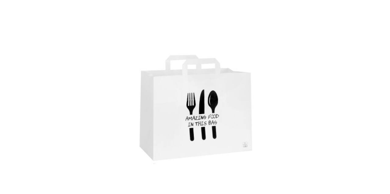 Draagtas papier 32 x 17 x 25 cm wit "amazing food"