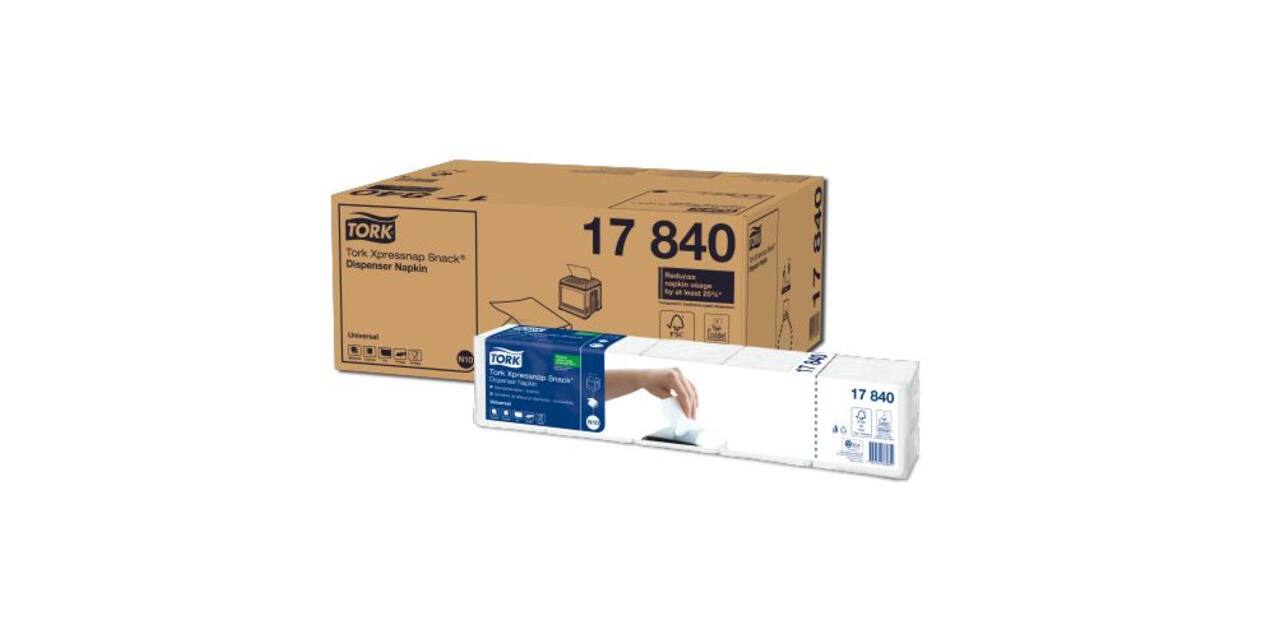 17840 - Dispenserservet papier 21,3 x 21,4 cm wit 1-laags 1/4 vouw TORK