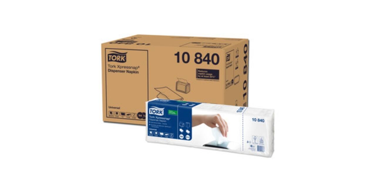 10840 - Dispenserservet recycled papier 21,3 x 33 cm wit 1-laags 1/4 vouw TORK