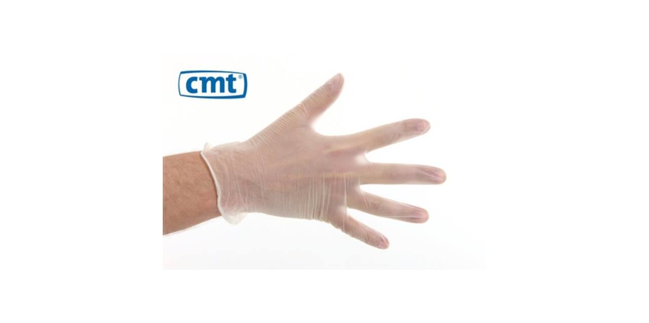 Handschoen vinyl wit XL ongepoederd
