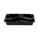151307 - Menubak CPET 225 x 175 x 34 mm zwart 430/225/165 ml rechthoekig 3-vaks
