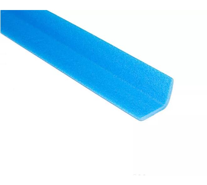 L-profiel schuim 75 x 75 mm - 10  mm lengte 200 cm blauw