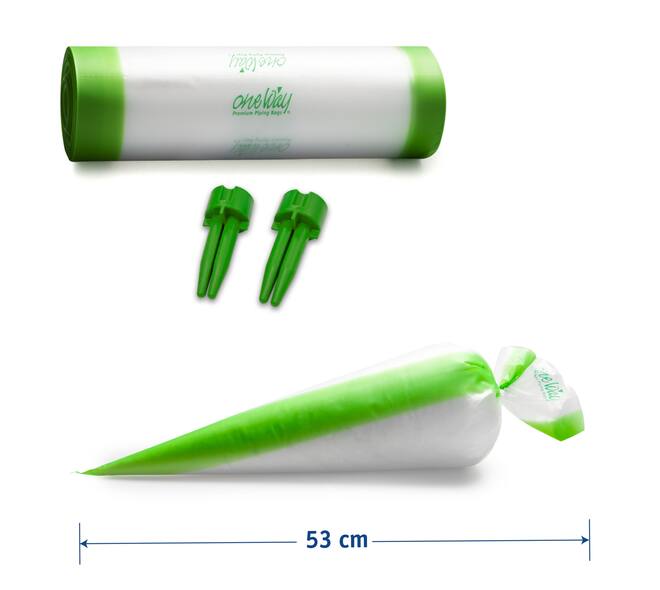 Spuitzak LDPE 280 x 530 mm Masterline Green Dispenser rolls tansparant met groene tip, 100 zakken/ro