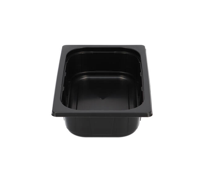 Plastic gastrobak PP 1/4 G60 rechthoekig 264 x 163 x 60 mm - zwart 1750 cc