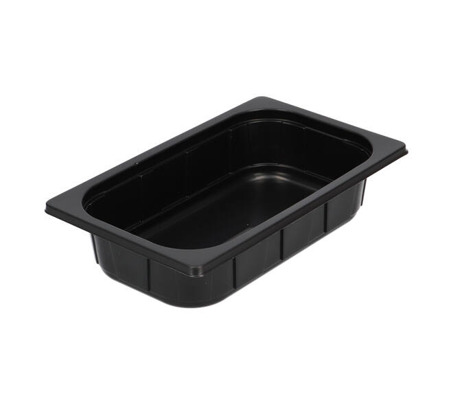 Plastic gastrobak PP 1/4 G60 rechthoekig 264 x 163 x 60 mm - zwart 1750 cc