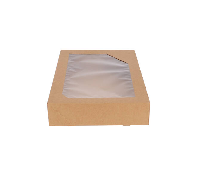 Cateringdozen Bruinkraft met Venster 46 x 31 x 8 cm - middel